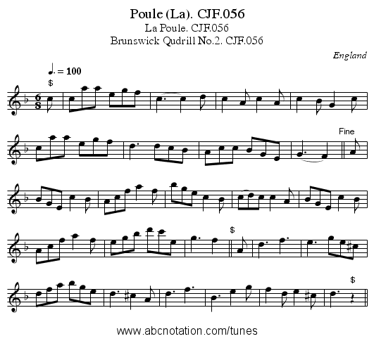 Poule (La). CJF.056 - staff notation