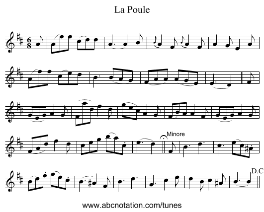 Poule, La - staff notation