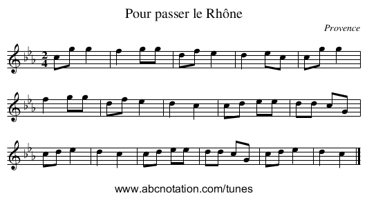 Pour passer le Rhône - staff notation