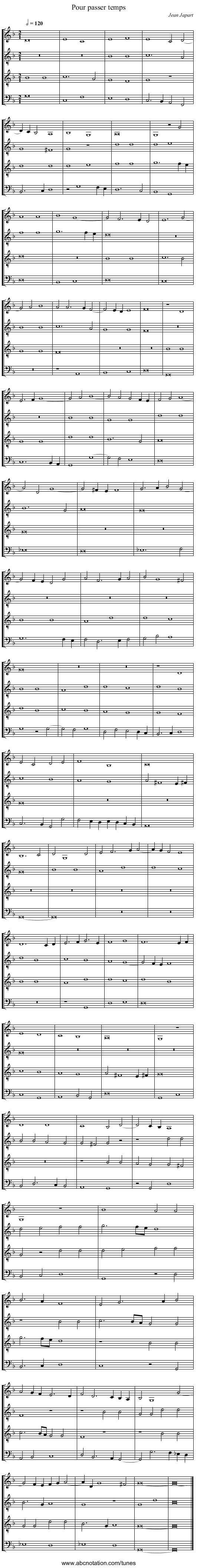 Pour passer temps - staff notation