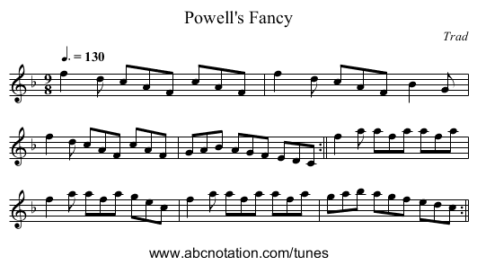 Powell's Fancy - staff notation