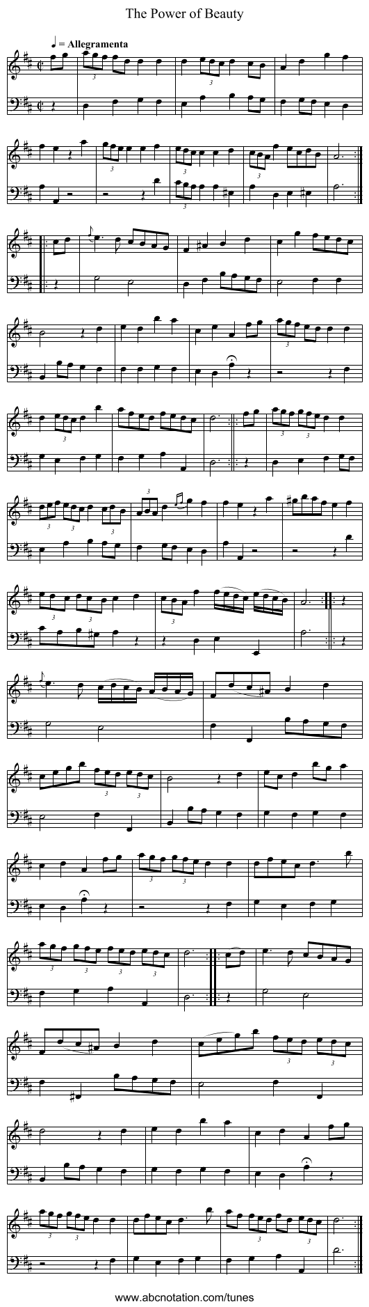 Power of Beauty, The - staff notation