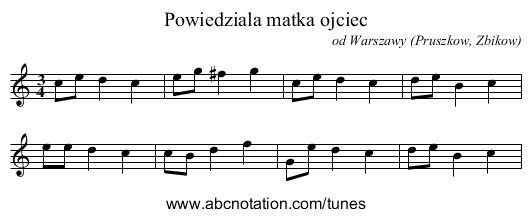 Powiedziala matka ojciec - staff notation