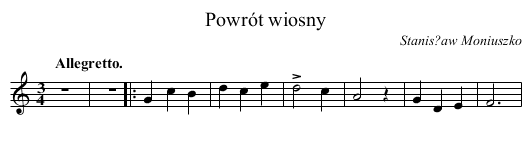 Powrót wiosny - staff notation