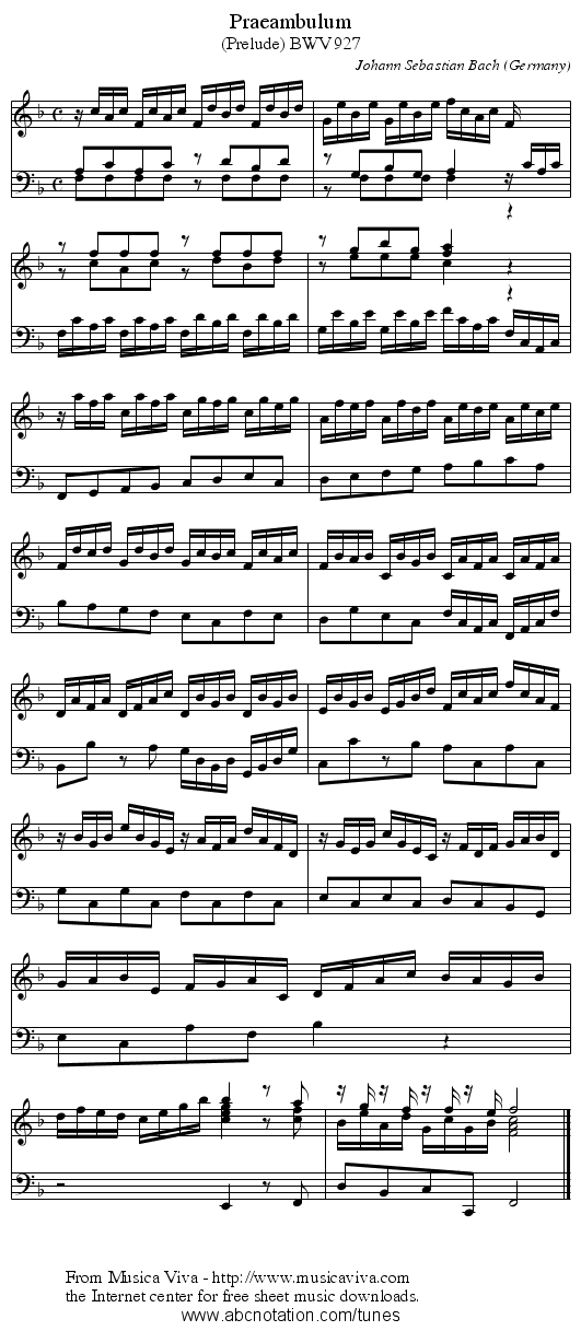 Praeambulum - staff notation