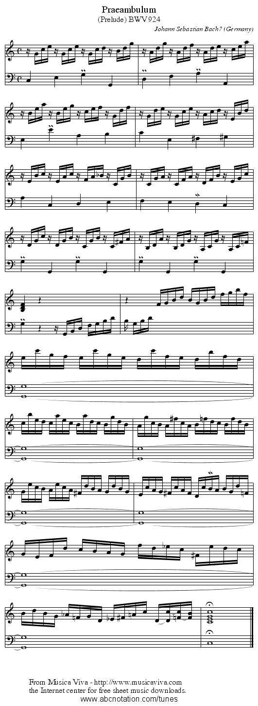 Praeambulum - staff notation