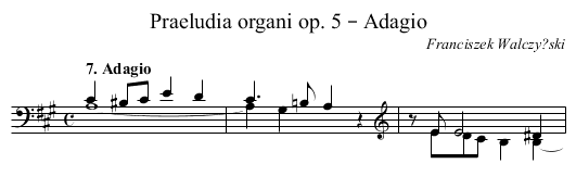 Praeludia organi op. 5 – Adagio - staff notation