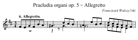 Praeludia organi op. 5 – Allegretto - staff notation