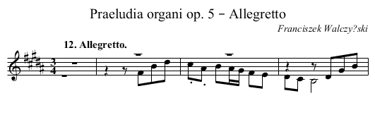 Praeludia organi op. 5 – Allegretto - staff notation