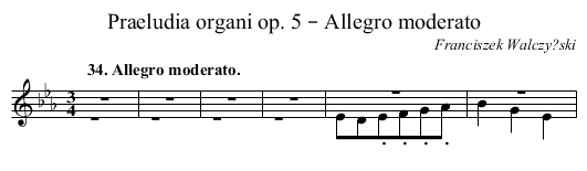 Praeludia organi op. 5 – Allegro moderato - staff notation