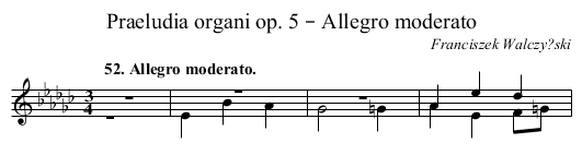 Praeludia organi op. 5 – Allegro moderato - staff notation