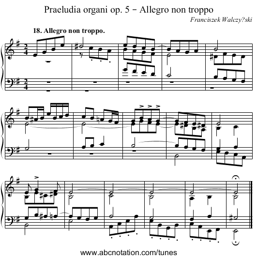 Praeludia organi op. 5 – Allegro non troppo - staff notation