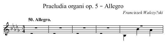 Praeludia organi op. 5 – Allegro - staff notation