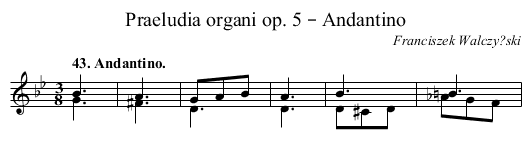 Praeludia organi op. 5 – Andantino - staff notation
