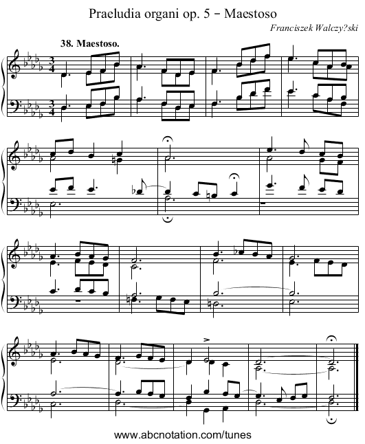 Praeludia organi op. 5 – Maestoso - staff notation