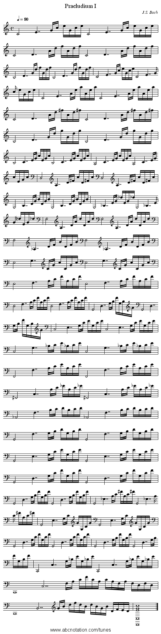 Praeludium I - staff notation