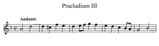 Praeludium III - staff notation