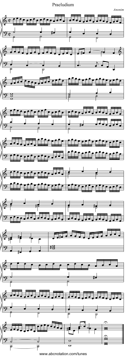 Praeludium - staff notation