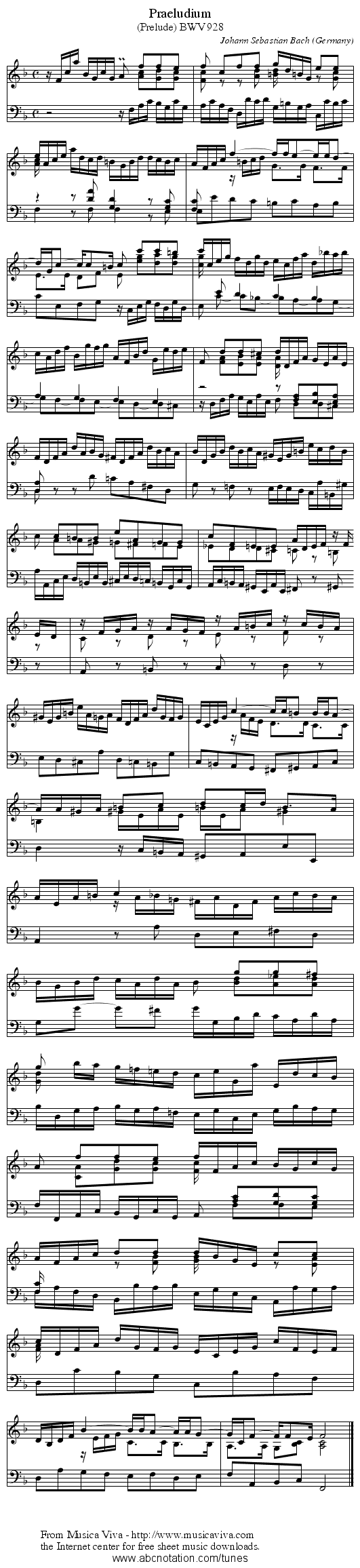 Praeludium - staff notation