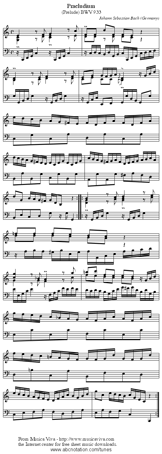 Praeludium - staff notation