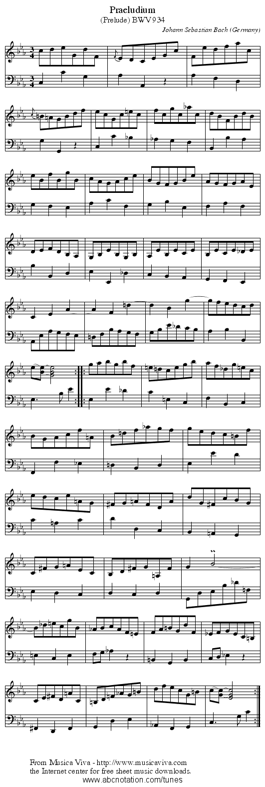 Praeludium - staff notation