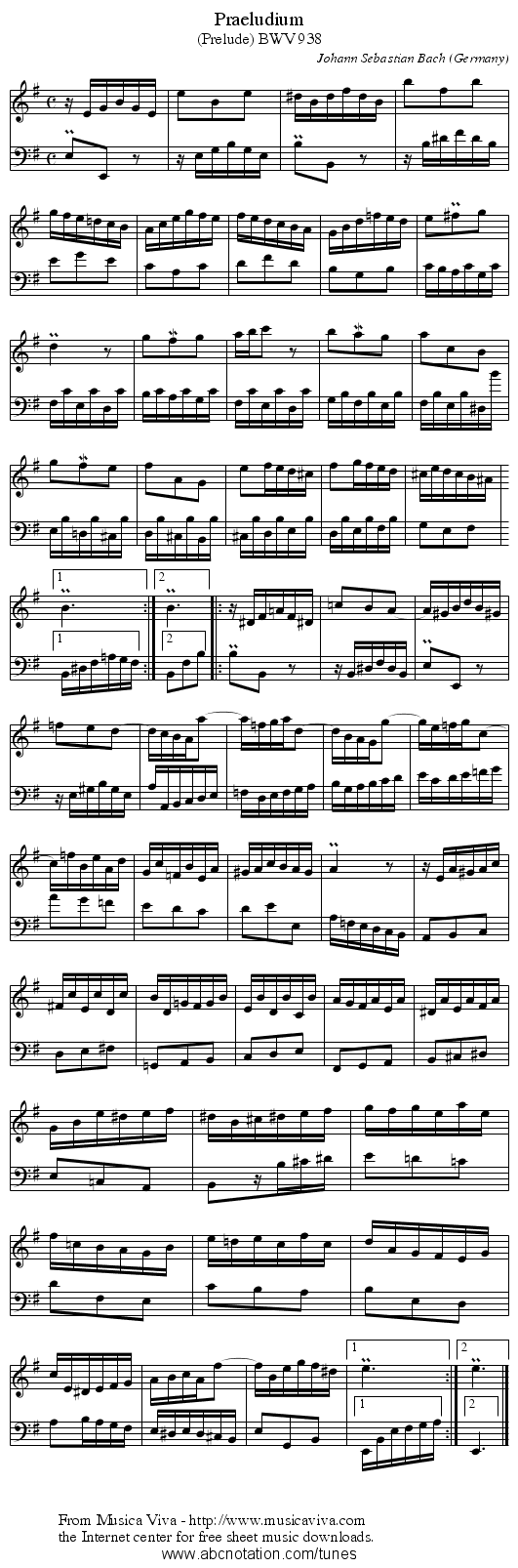 Praeludium - staff notation