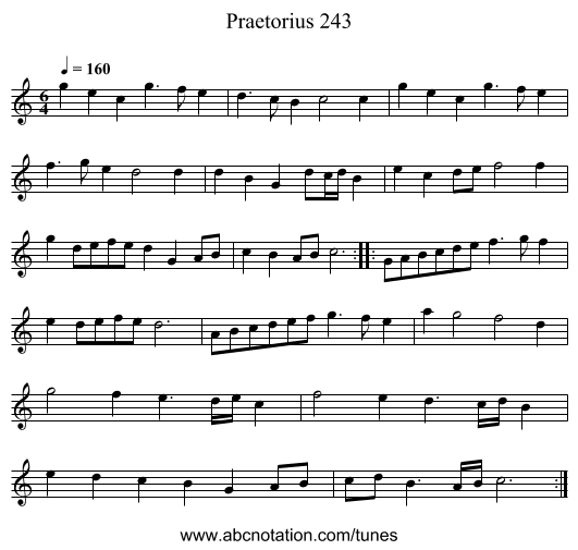 Praetorius 243 - staff notation