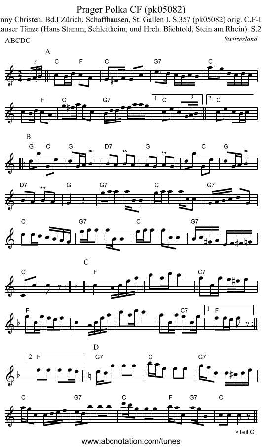 Prager Polka CF (pk05082) - staff notation