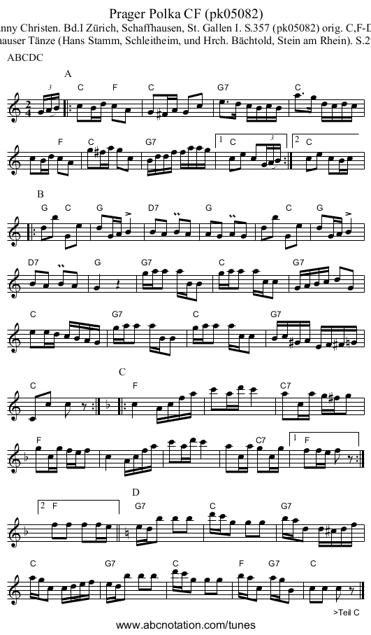 Prager Polka CF (pk05082) - staff notation