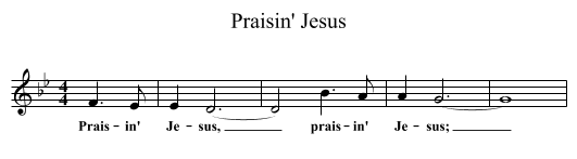 Praisin' Jesus - staff notation