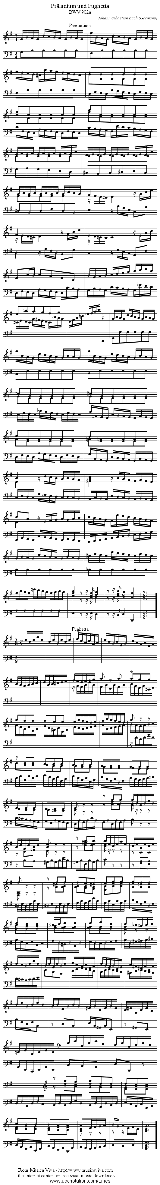 Präludium und Fughetta - staff notation