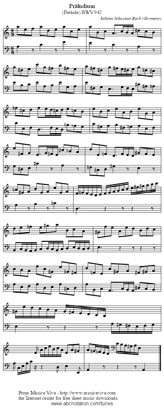 Pr&auml;ludium - staff notation