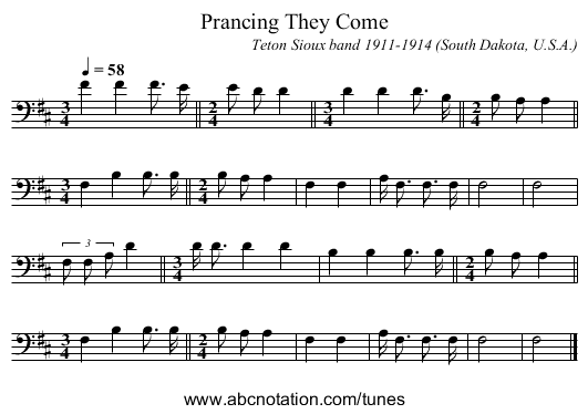Prancing They Come - staff notation