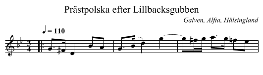 Prästpolska efter Lillbacksgubben - staff notation
