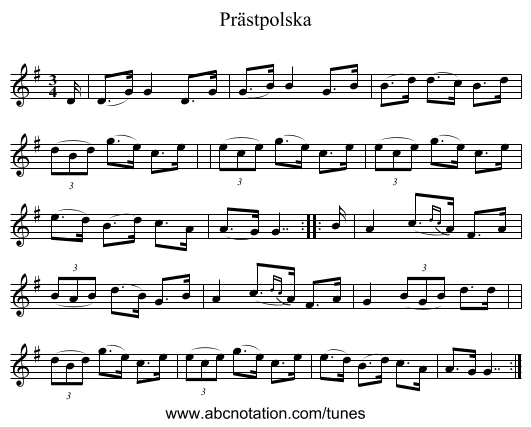 Pr&auml;stpolska - staff notation