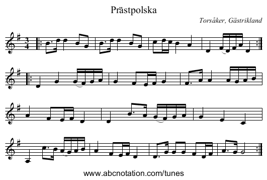 Prästpolska - staff notation