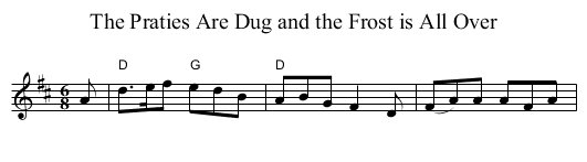 Praties Are Dug and the Frost is All Over, The - staff notation