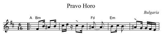 Pravo Horo - staff notation