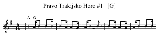 Pravo Trakijsko Horo #1   [G] - staff notation