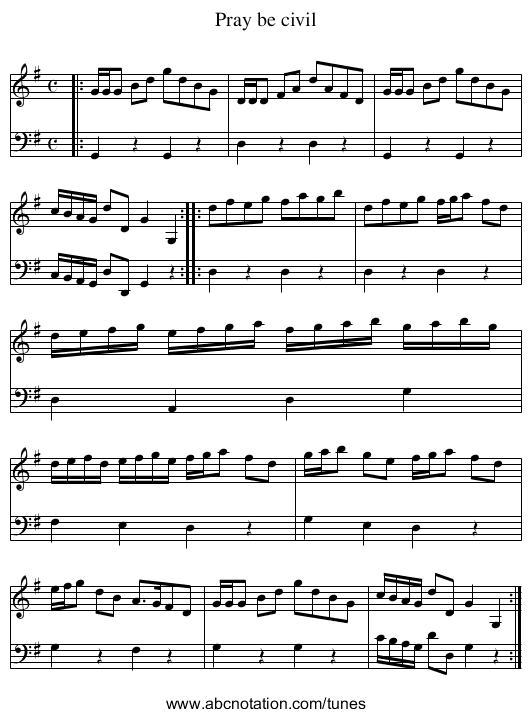Pray be civil - staff notation