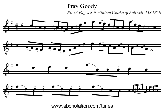 Pray Goody - staff notation