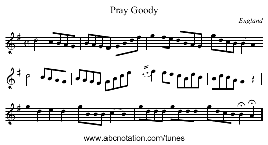 Pray Goody - staff notation