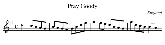 Pray Goody - staff notation