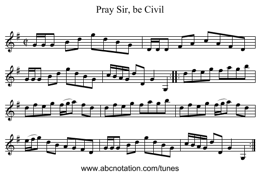 Pray Sir, be Civil - staff notation