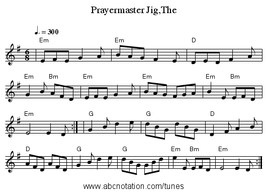 Prayermaster Jig,The - staff notation