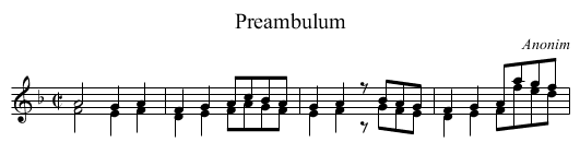 Preambulum - staff notation