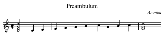 Preambulum - staff notation