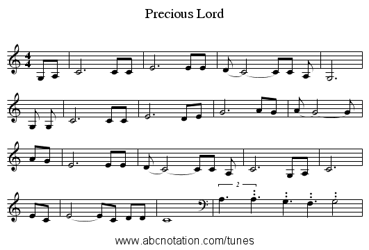 Precious Lord - staff notation