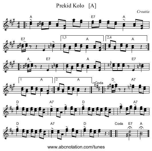 Prekid Kolo   [A] - staff notation