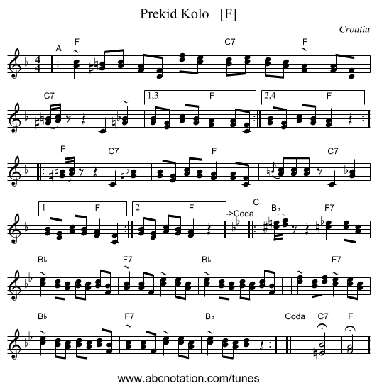 Prekid Kolo   [F] - staff notation